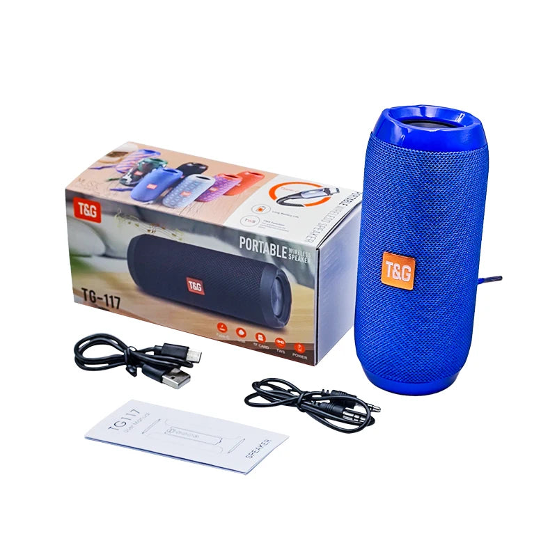 TG117 High Quality Portable Wireless BT Speaker Outdoor Sports Mini Waterproof Subwoofer 10W Supports TF Card FM USB Radio Blue My Store