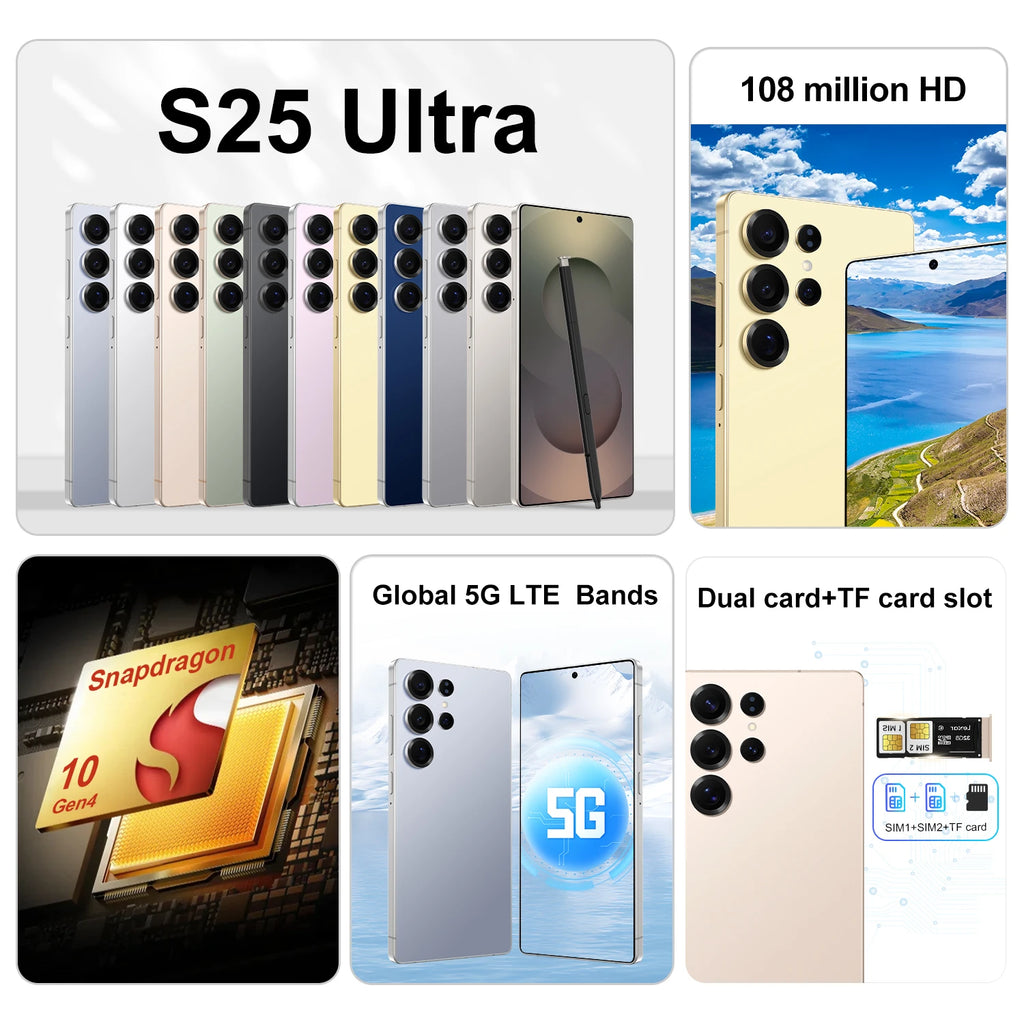 Original 5G S25 Ultra 16GB 1TB Android smartphone with 7.3-inch HD screen and dual SIM card slot used condition gallery 8