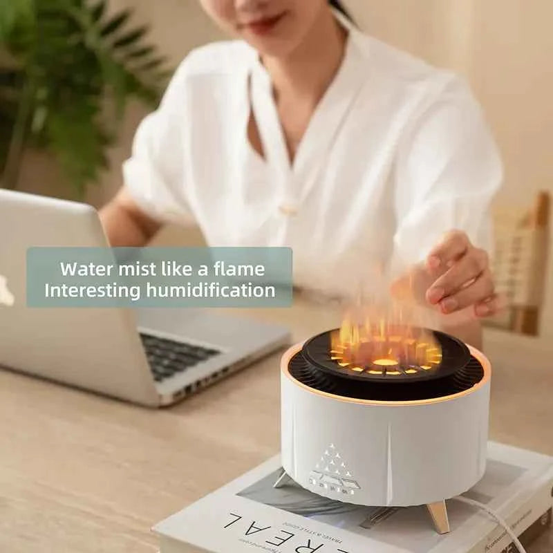 Wood Grain Aromatherapy Jellyfish White Noise Flame Air Humidifier Aroma Difuser Essential Oil Diffuser With Bluetooth Speaker My Store
