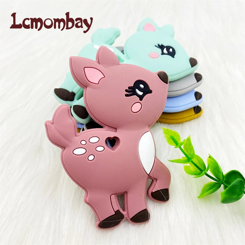 1pcs Silicone Fawn Teether Silicone Pandents DIY Teething Toys For Teeth Tiny Rod Baby Teethers Gift