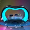 Multifunctional G Shape Wireless Charger Led Lamp Alarm Clock RGB Night Light 15W Phone Wireless Charger and Speaker Lamp Type-C Black Tidesmit