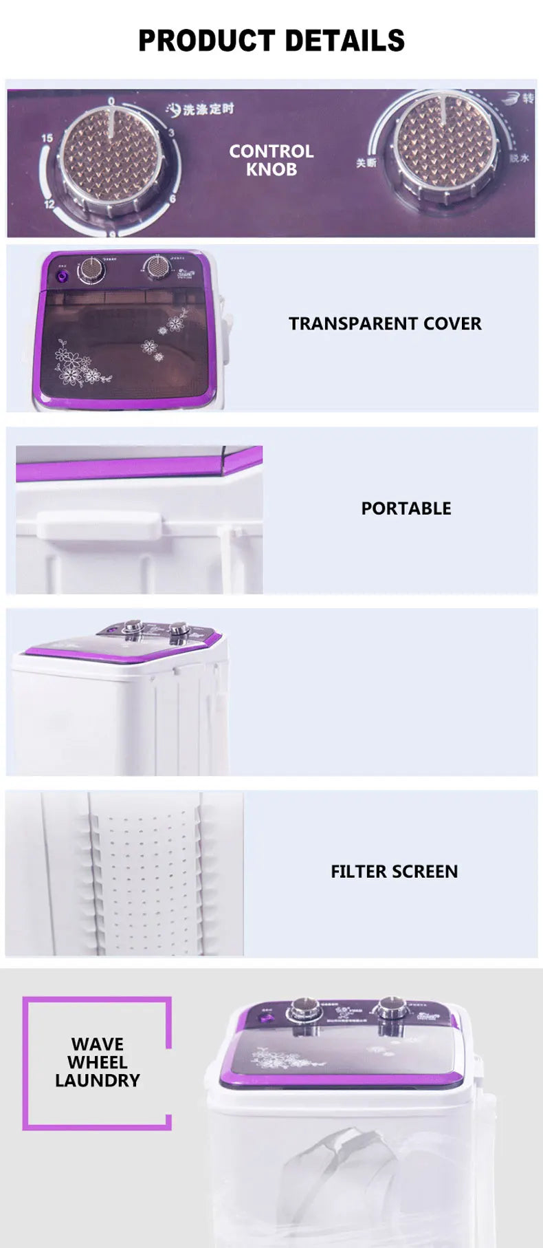 Tidesmit 7kg semi-automatic washer and dryer combo side profile showing dual tub laundry appliance controls