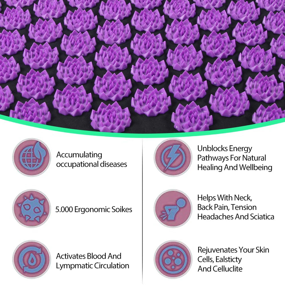 Acupressure Mat Set with Pillow - 3PCS Portable Muscle Relief System Body Shaping Massage Equipment Tidesmit