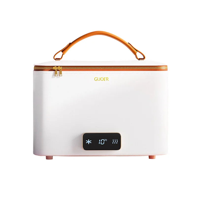 Luxury PU Leather Women's White High-end Cosmetic Bag DC Electric Portable Cooler & Warmer Hot/Cold Handbag 2025