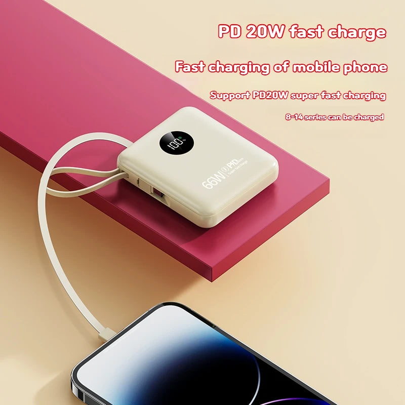 Portable 10000mAh Power Banks Station Small Mini 20W 22.5W Power Bank With Cable Min Small Tidesmit