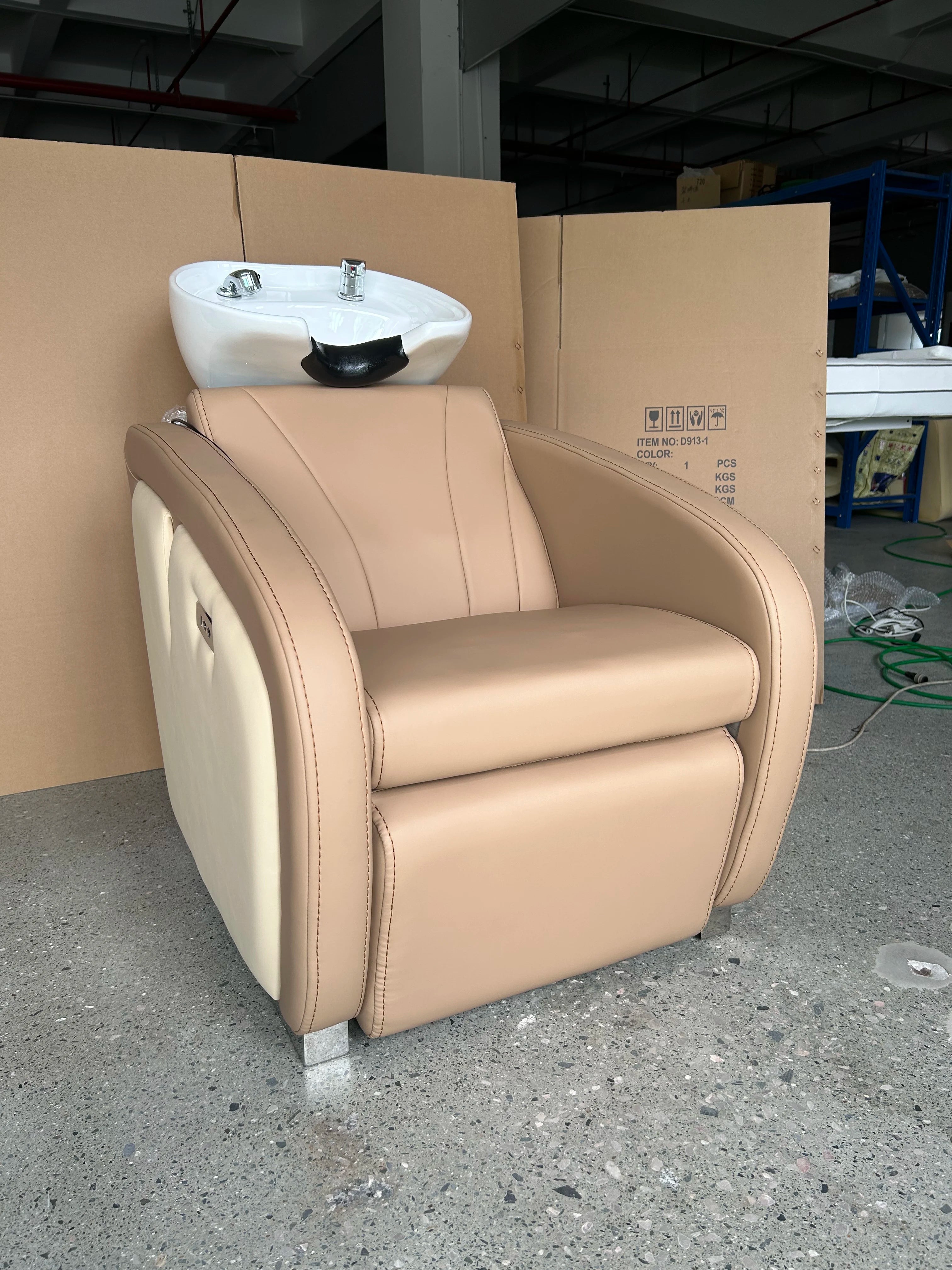Luxury Modern Shampoo Station Chair Electric Leg Lift Backwash Shampoo Bowl Salon Barbershop Shampoo Chair