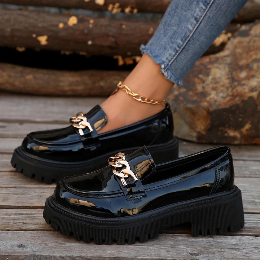 Fashionable Casual Shoes, Women's Thick Soled Shoes, Retro and Elegant French Loafers