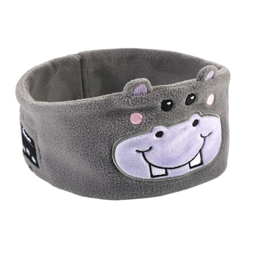 Wireless Headphone Kids Headband with Different Animal Designs, ultra Thin Speakers for Kids Fun at Home or Travel Hippo Tidesmit