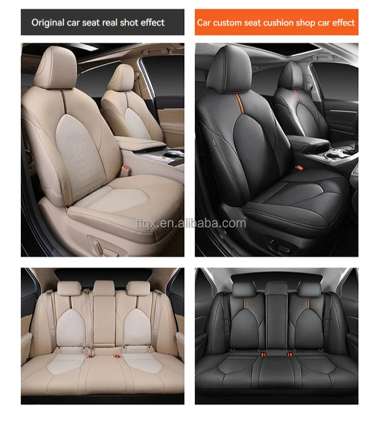 Car Seat Covers for Toyota Camry 2018-2024 Seat Covers Full Set Luxury Leather Car Accessories Waterproof Car Seat Protector
