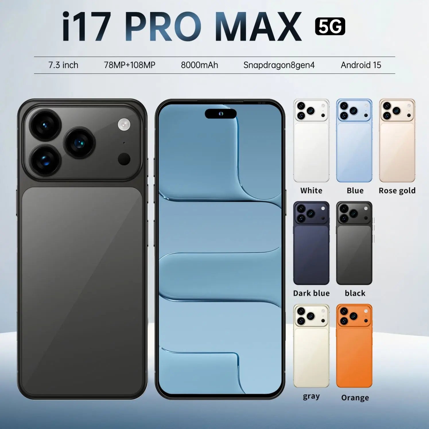 Android 15 Smartphone 16GB 1TB, 108MP Camera, 7.3 Inch AMOLED Display Tidesmit