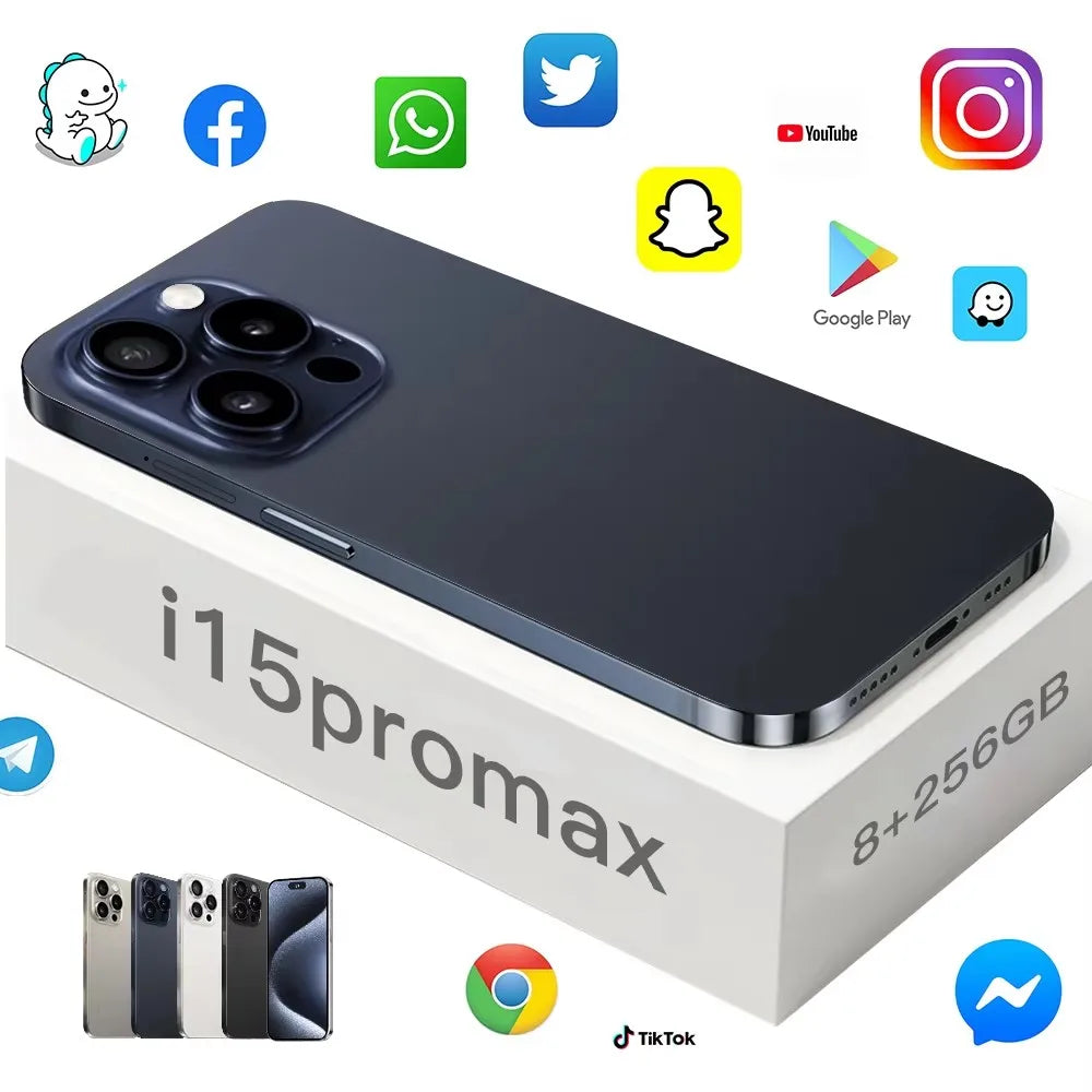 Unlocked Phone 15 Pro Max 8GB+512GB Dual Sim Card 4G 5G Smartphone 6.8 Inch OLED Screen I 15 Phone 15 Pro Max Smart Phone logo Tidesmit