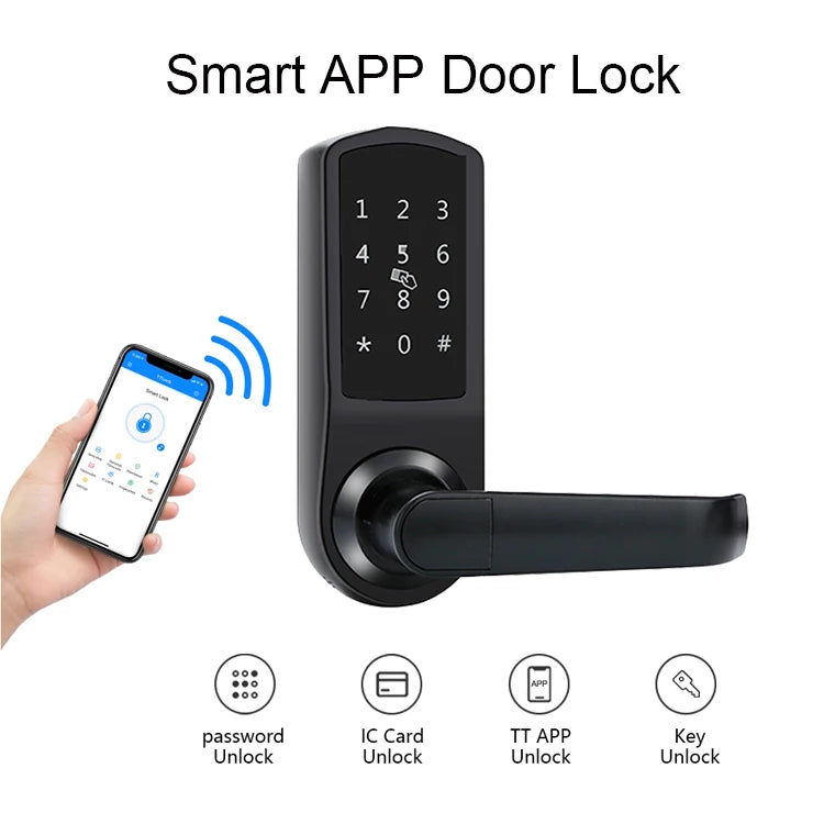 Multiple Entry APP Keypad Code Key RDID Card Systems Smart Home Devices Smart Door Lock Keyless Deadbolt Lock Tidesmit