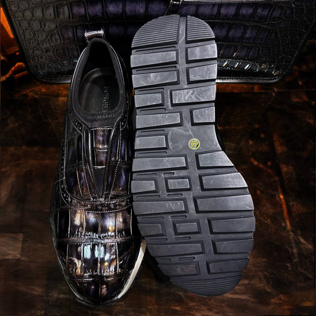 Trendy Crocodile Leather Shoes Fashion Sneakers Rubber Sole Walking Style Shoes Luxury Exquisite Casual Sport Shoes for Men