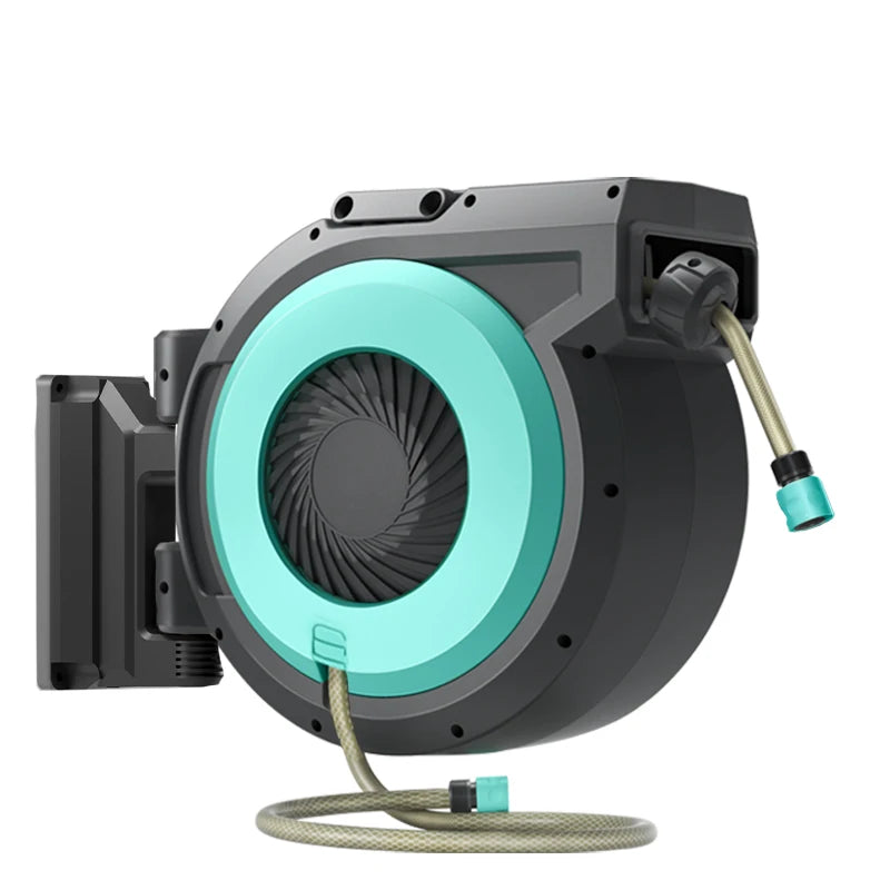 Multi High Pressure 15m 1/2 Inch 50ft Wall Mounted Any Length Lock 180°Swivel Bracket Garden Water Automatic Rewind Hose Reel Tidesmit