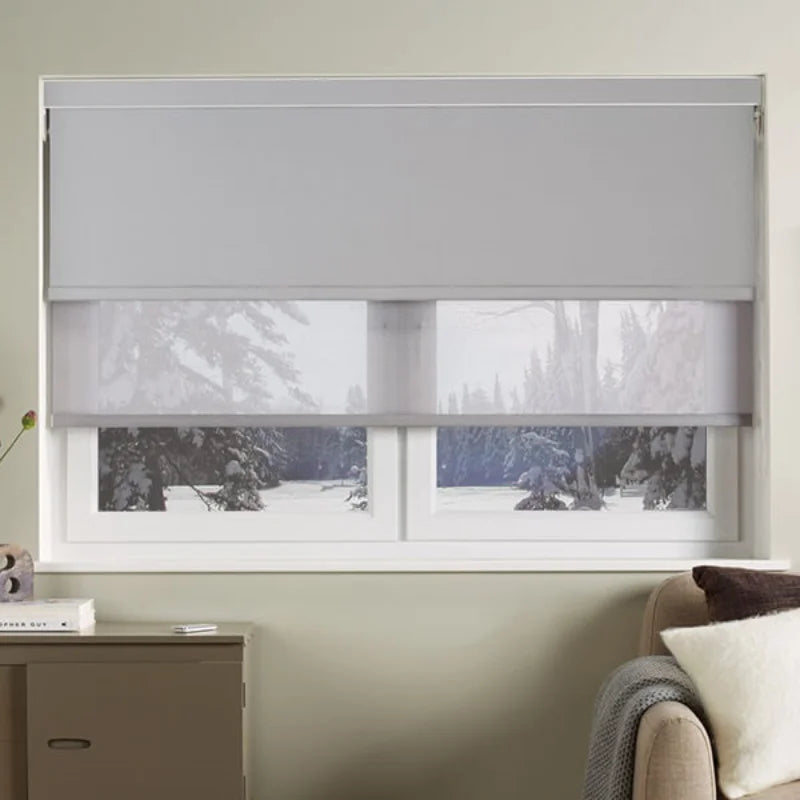 Smart Motorized Double Roller Blinds Tuya Zigbee Wifi Control Electric Motor Window Roller Blinds Tidesmit