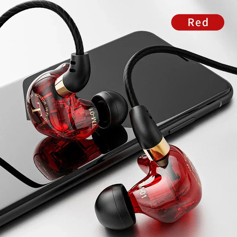 Tidesmit Wired Headphones with Dual Drivers and Bass Stereo - 1 Pair Red Tidesmit