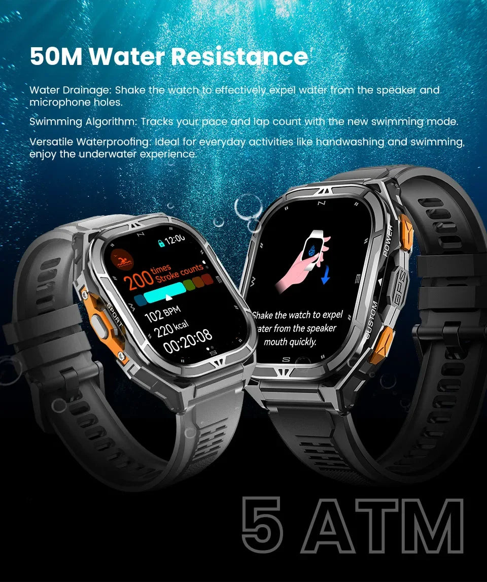 New Trending Sports Watches for Men 1.96inch AMOLED Compass Altitude 5ATM Swimming Smart Watches Fitness GPS X5 Smart Watch - Tidesmit