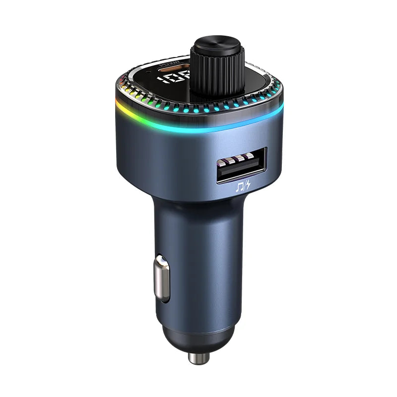 C58 Bluetooth Handsfree Call MP3 Music Player FM Transmitter Type C USB Port Car Charger Adapter Aluminum Alloy Fast Charging Tidesmit