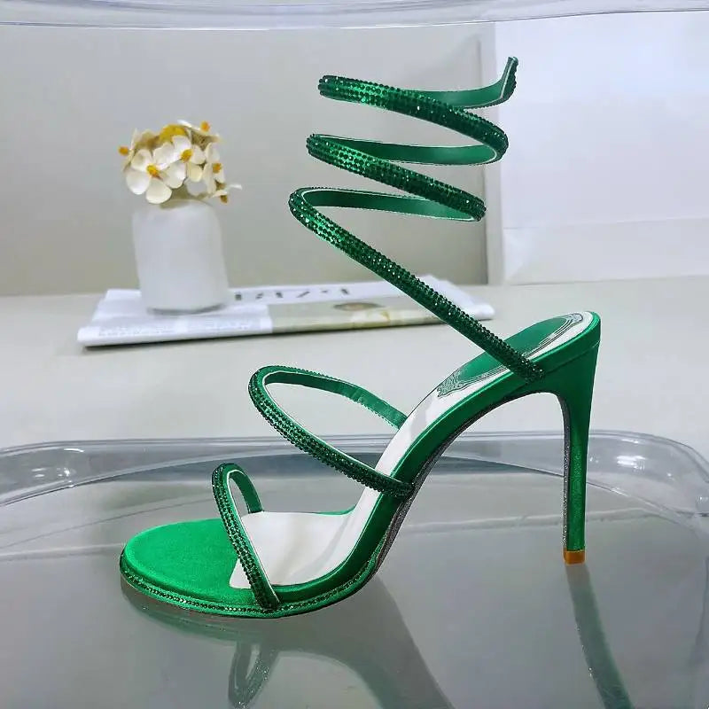2023 Talon De Mariage Real Leather Silver Sole Wrap Around Luxury Heels for Lady