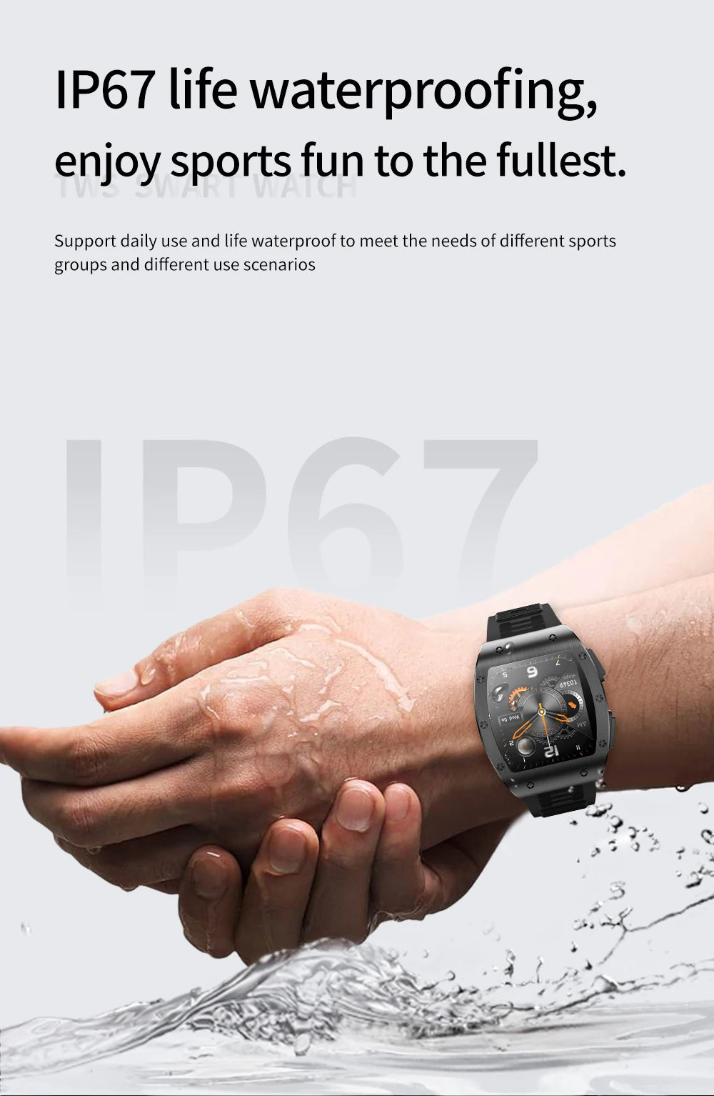 Jm09 2-in-1 TWS Smart Watch Wireless Earphones IP67 Waterproof Blood Oxygen Monitor Compass for Men's Sports Smartwatch Earbuds Tidesmit