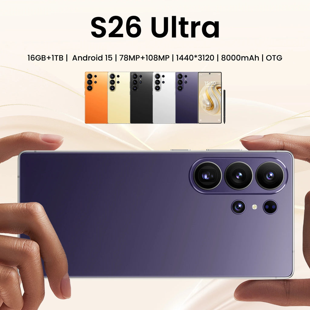 Tidesmit S26 Ultra 5G smartphone with dual-SIM and HD camera system in a sleek premium design for high performance
