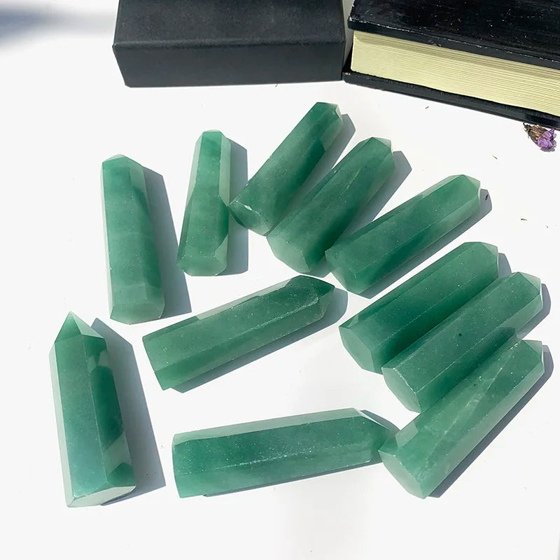 Wholesale Natural Green Aventurine Tower Point Carved Clear Quartz Healing Crystal for Art & Collectible Feng Shui