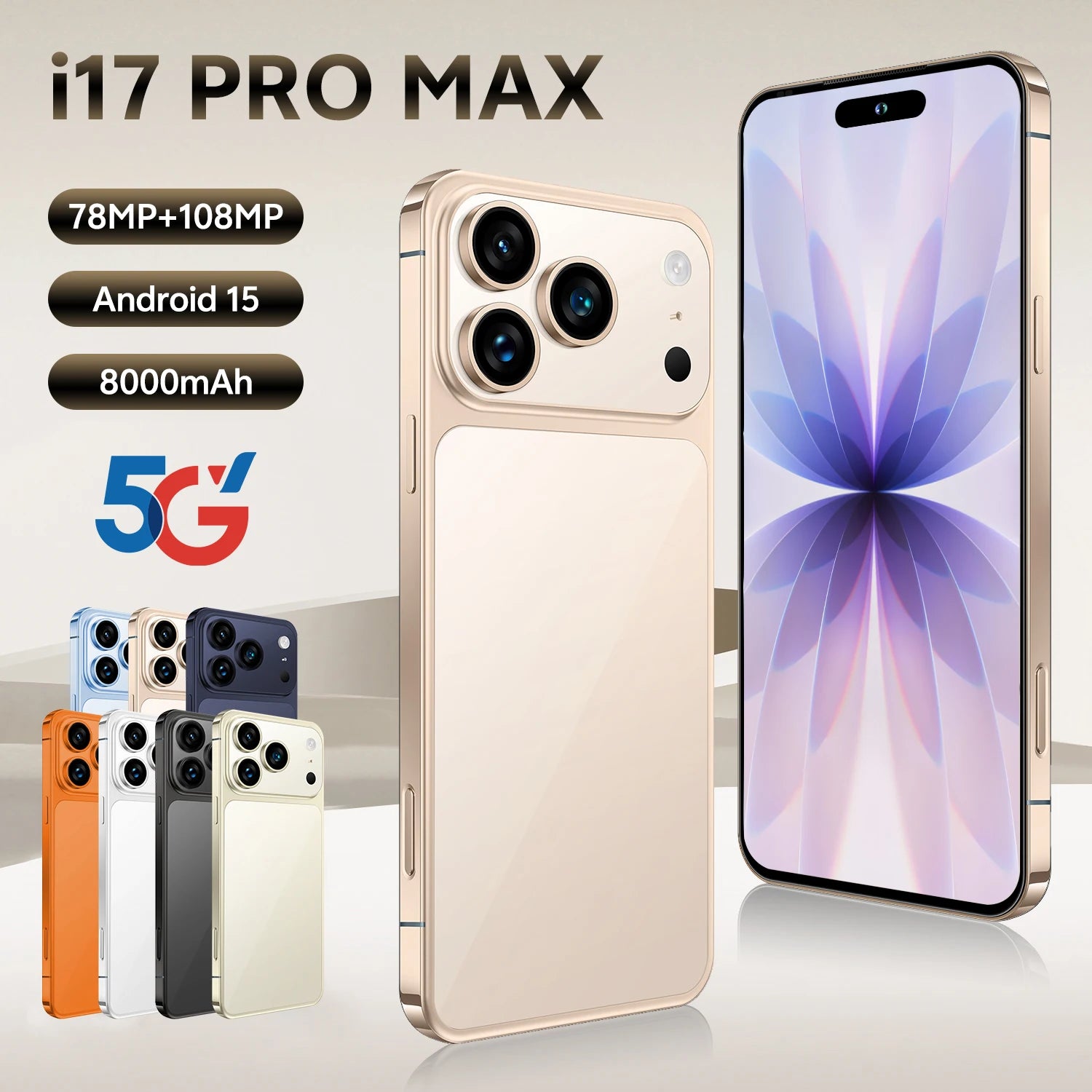 4G Smartphone 7.3 Inch AMOLED 1TB Storage - Tidesmit Essential Series Gold 16g 1TB Tidesmit