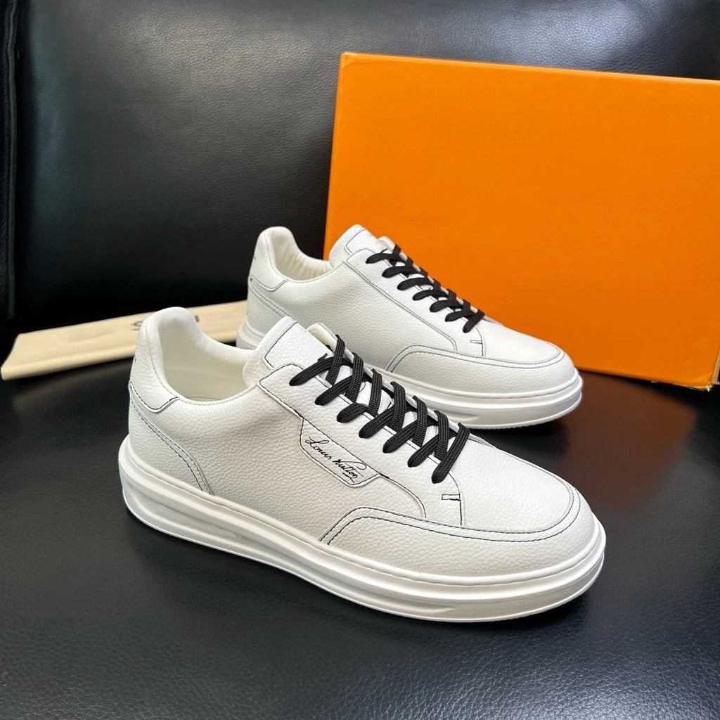 High Quality Designer Style Men Luxury Leather Sneakers Classic Versatile Business Casual Skate Shoes for Daily Commute