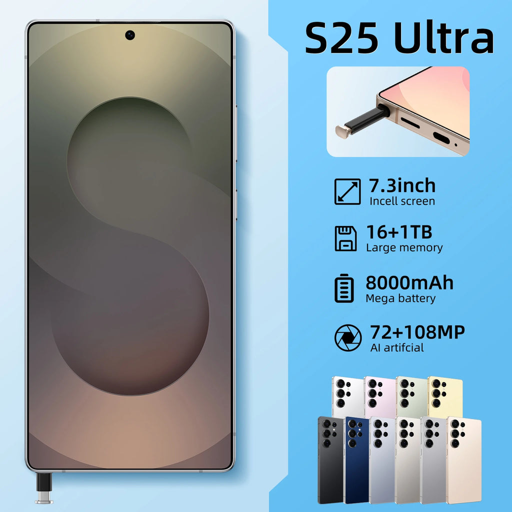 Tidesmit S25 Ultra 7 inch smartphone with 108MP camera and built-in pen in sleek modern design