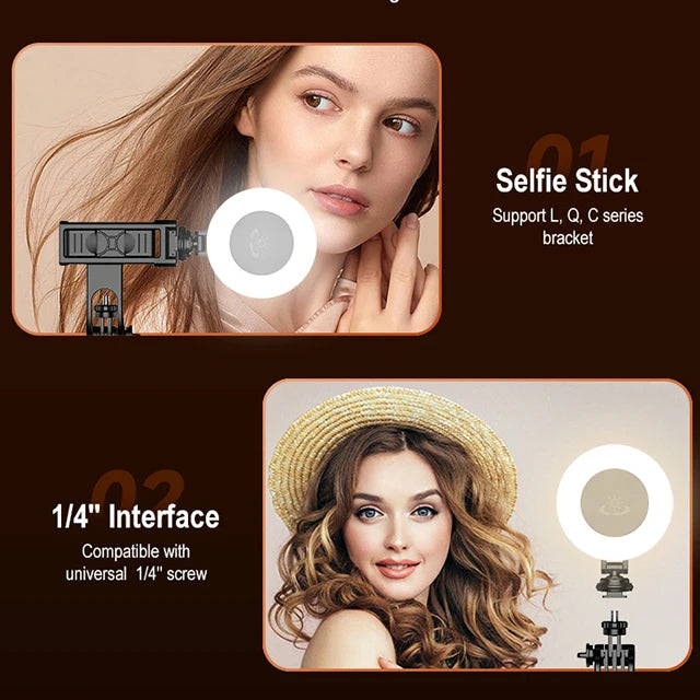 D07 Portable Mini Phone Selfie Fill Light Three-color Temperature Camera Pocket Light Ring Light with 1/4 Screw Interface Tidesmit