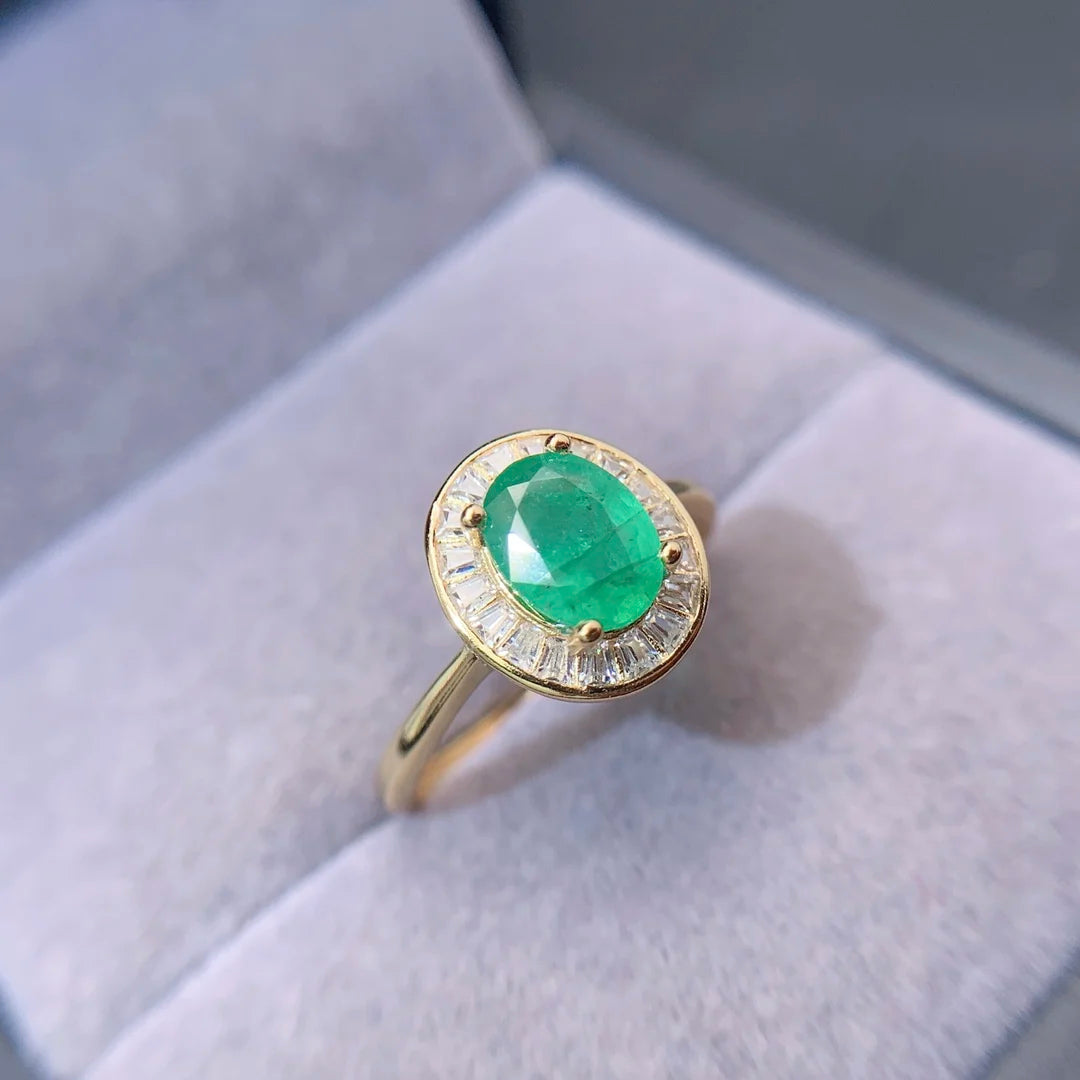Good Price 925 Sterling Silver Natural Emerald Women's Wedding Ring Engagement Anniversary