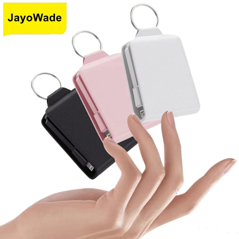 Power bank charger-Factory Dual-Wire Leather Mini Keychain Power Bank For Iphone Portable Compatible Type C For Xiaomi Battery 2000mah Tidesmit
