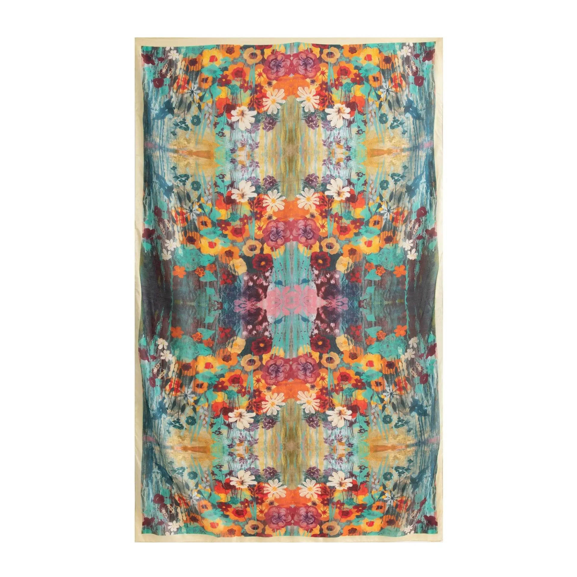 Carefully Selected Hangzhou Silk Scarf Women Long Mulberry Silk Shawl Ink-wash Peony Print Vintage Style Premium Feel Spring