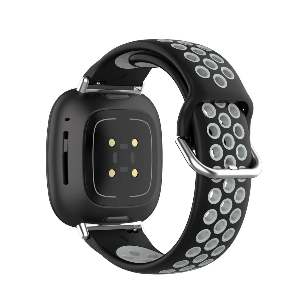 Colorful soft silicone sport wristband for Fitbit Versa 3 and Sense smartwatches in a comfortable strap design.