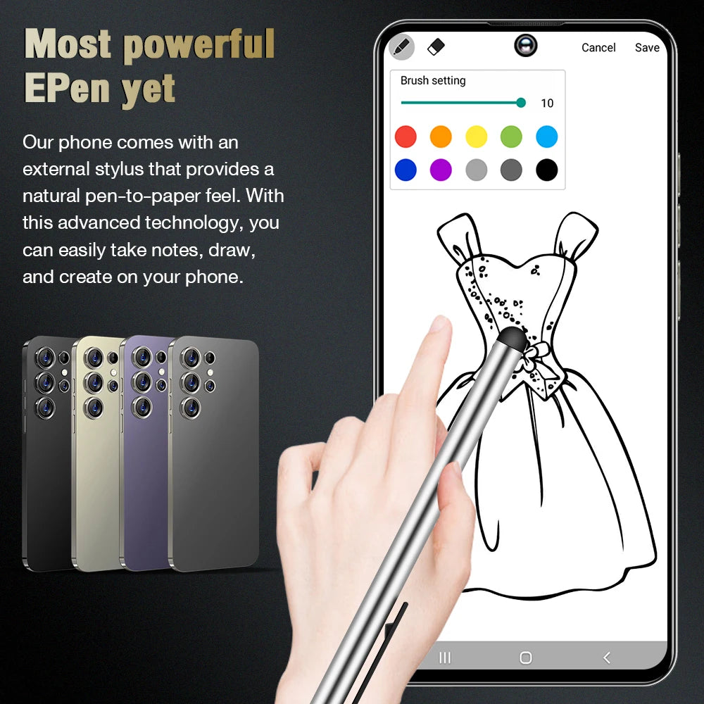 Tidesmit S24 Ultra 5G smartphone with 7.3 inch display, 16GB RAM, 1TB storage, and waterproof design for gaming.