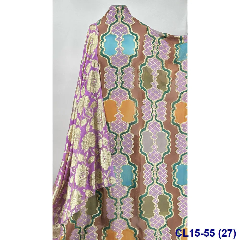 Lisami RTS Luxury Silk Fabric Elegant Multi-Color 3D Metallic Handcut for Dresses Weddings and Curtains