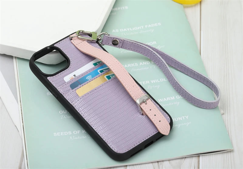 Custom Newest Luxury Brand Leather Mobile Phone Cases Cover With Credit Card Slots Holders Strap Crossbody for Iphone 14 Pro Max Tidesmit