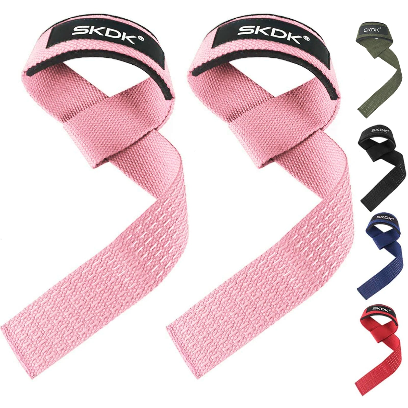 Custom Logo Adjustable Weight Lifting Wrist Straps Bodybuilding Powerlifting Strength Training Deadlifts Hand Lifting Straps Pink 55*3.5cm Tidesmit