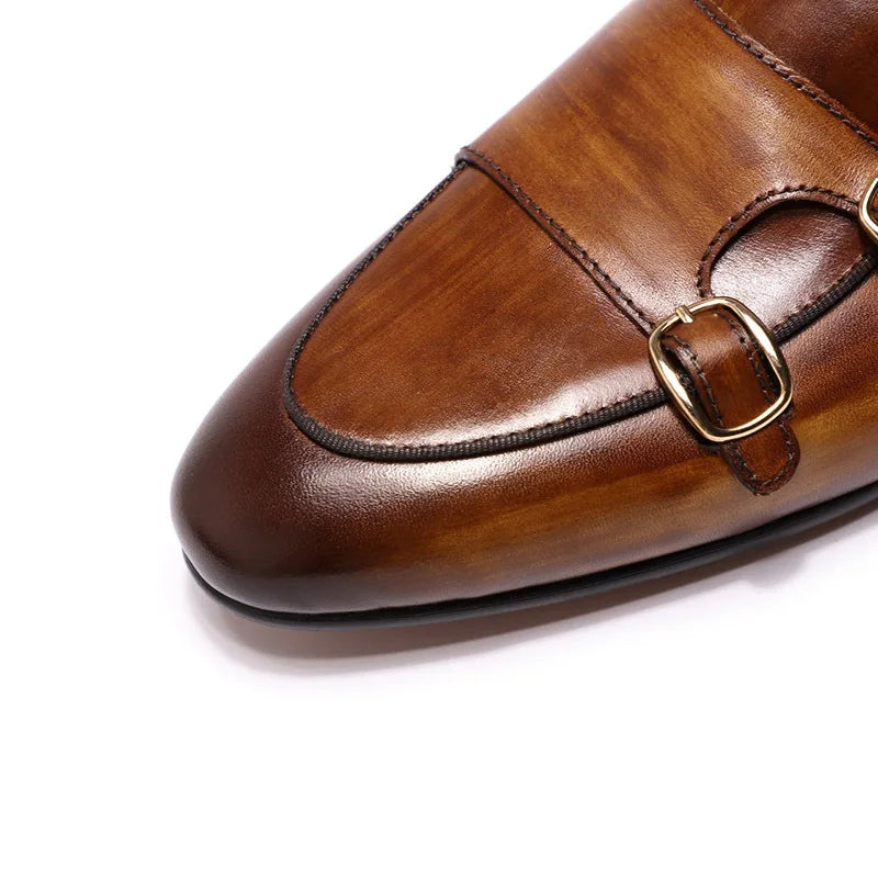 Luxury Formal Monk Strap Wedding Party Office Business Footwear Cow Leather Men Dress Shoes