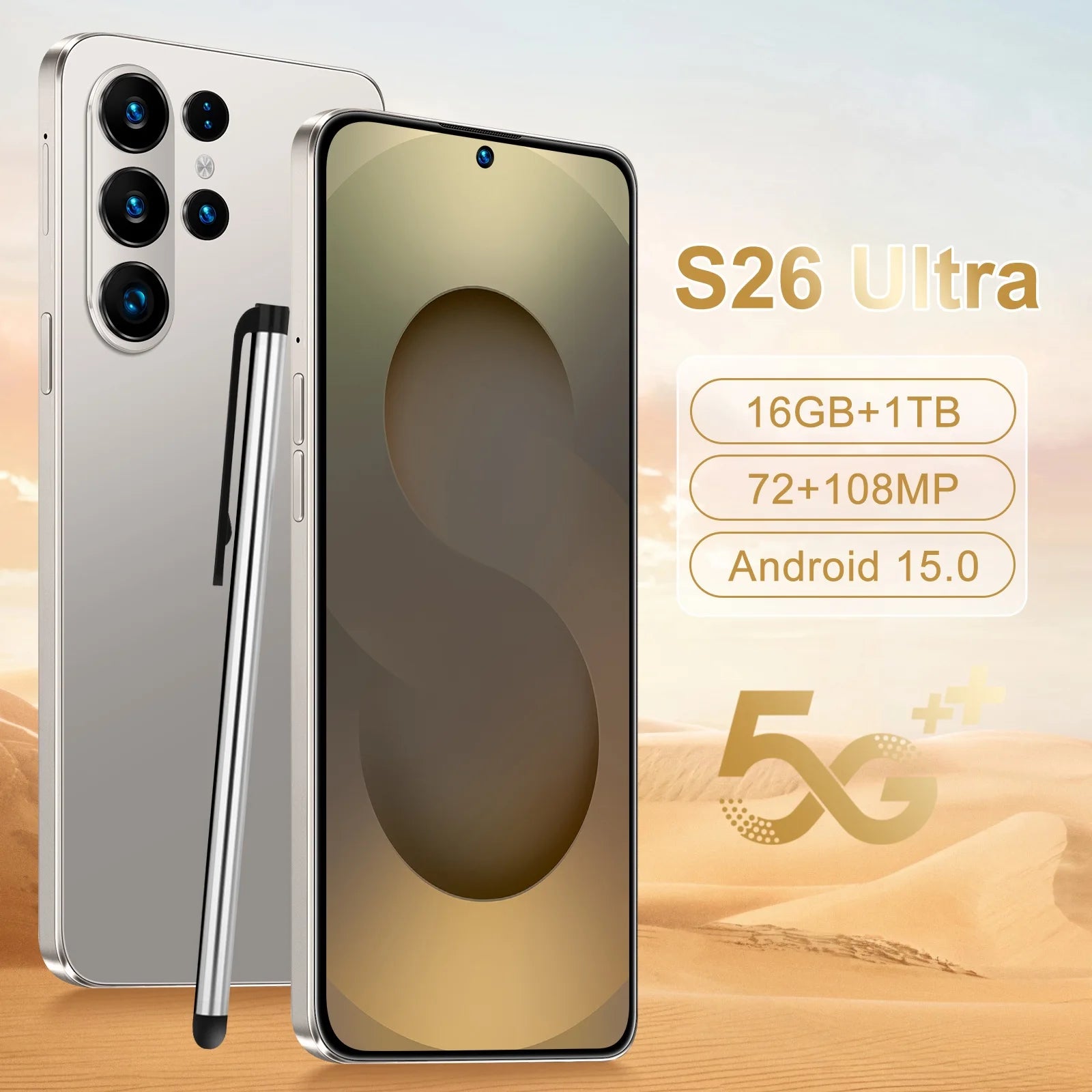 Unlocked 5G Smartphone: 7.3 Inch AMOLED Display, 16GB RAM, 1TB Storage Gray 16g 1TB Tidesmit