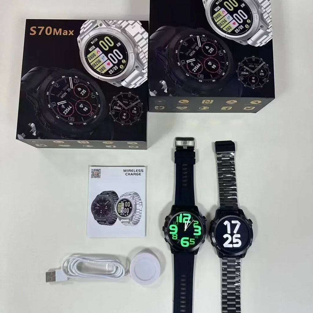 New S70 Max Smart Watch 1.62inch AI Voice BT Call Wireless Charging Sport Fitness Tracker Smartwatch NFC Payment GPS Navigation - Tidesmit