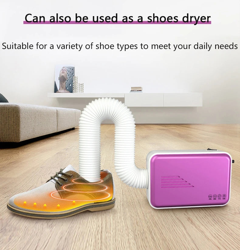 Tidesmit portable clothes and shoe dryer with fabric bag for drying socks and removing mites, 110V/220V, side view