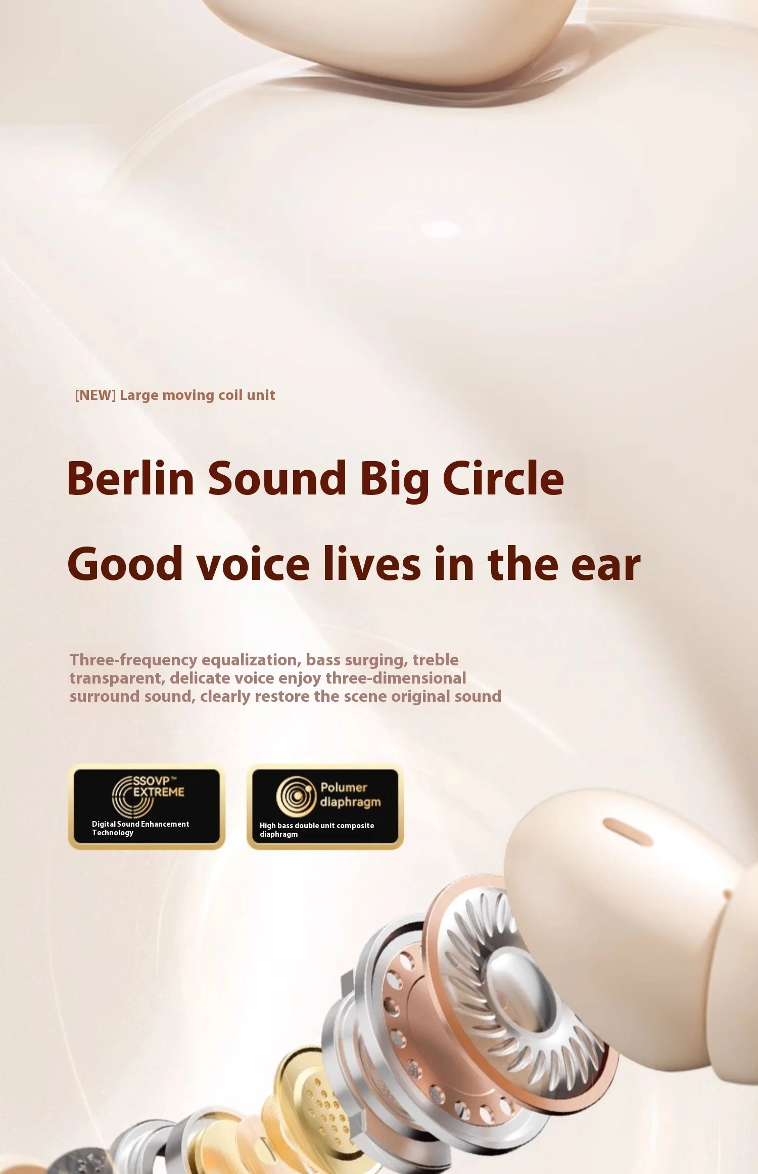 For Bluetooth In-Ear Headset LED Battery Wireless Noise Reduction Long Endurance High Sound Quality for Sports Running Tidesmit