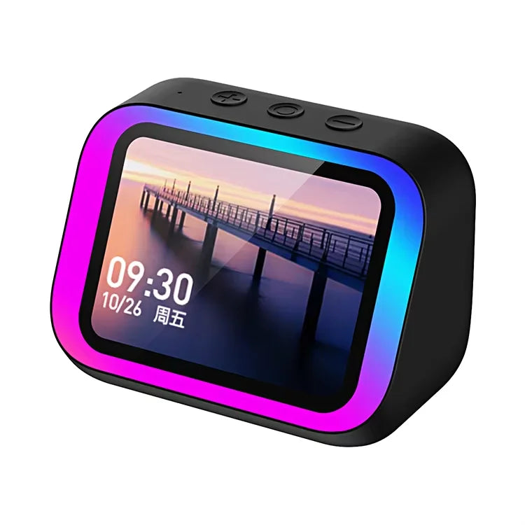 TF26 Pro Smart BT Speaker RGB Intelligent Large-Screen Temperature Display Battery-Powered Table Clock Electronic Album Black Tidesmit