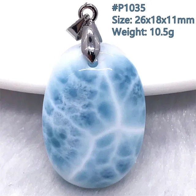 Natural Blue Larimar Trendy Necklace Pendant Women Men Gift Beads 925 Sterling Silver Dominica Water Drop Crystal Stone Jewelry