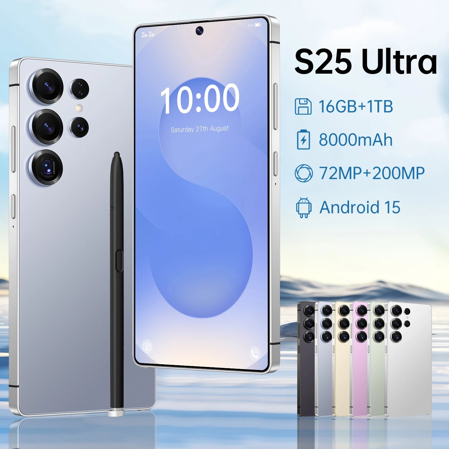 Unlocked 5G Smartphone 16GB RAM 1TB Storage 108MP Camera Blue 16g 1TB Tidesmit