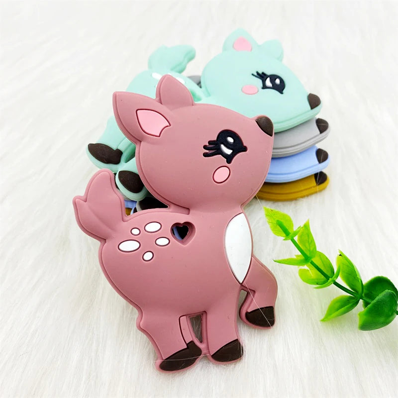 1pcs Silicone Fawn Teether Silicone Pandents DIY Teething Toys For Teeth Tiny Rod Baby Teethers Gift