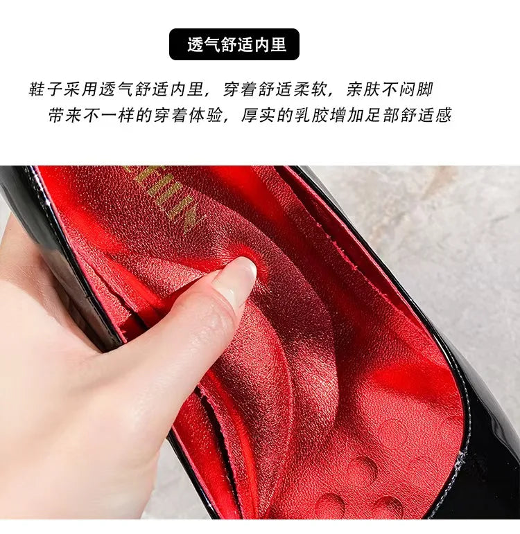 New European and American Pointed Short Knife High Heels CP Fashion Versatile Thin Heel Red Sole High Heels