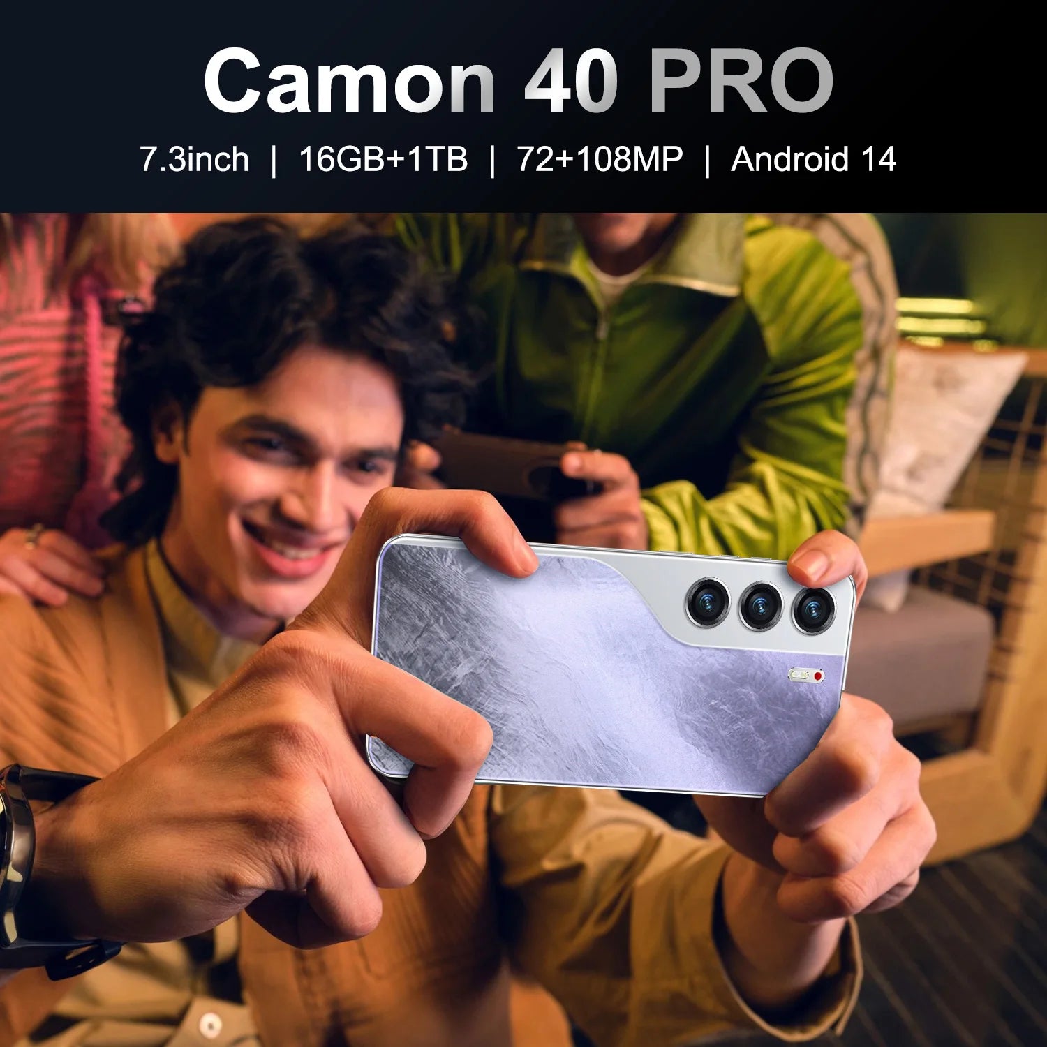 Hot Sale Camon 40 Pro 16GB+1TB 7.3 Inch 5G Smart Phone 100W Original HD Android 14 Unlocked Dual Card New for Spanish Speaking Tidesmit