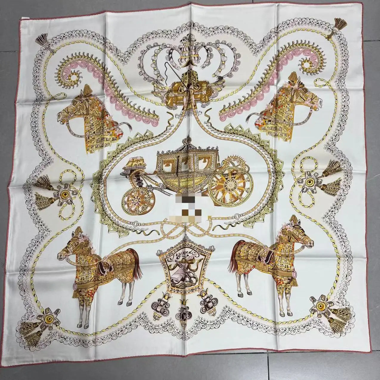 Luxurious 90*90cm Square Digital Toilet Paper Cart Printed Silk Scarf Gift Specially Designed for Elegant Individuals